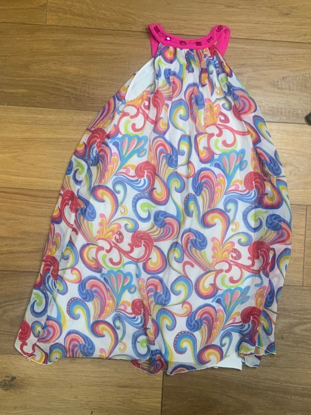 Halter Neck Silk Dress with Gem Design Flowers by Zoe Size M